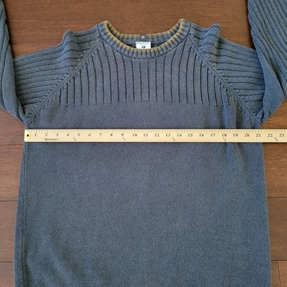 Columbia Men's Blue Ribbed Crew Neck Long Sleeve Knit Sweater Size L 100% Cotton - Picture 7 of 9